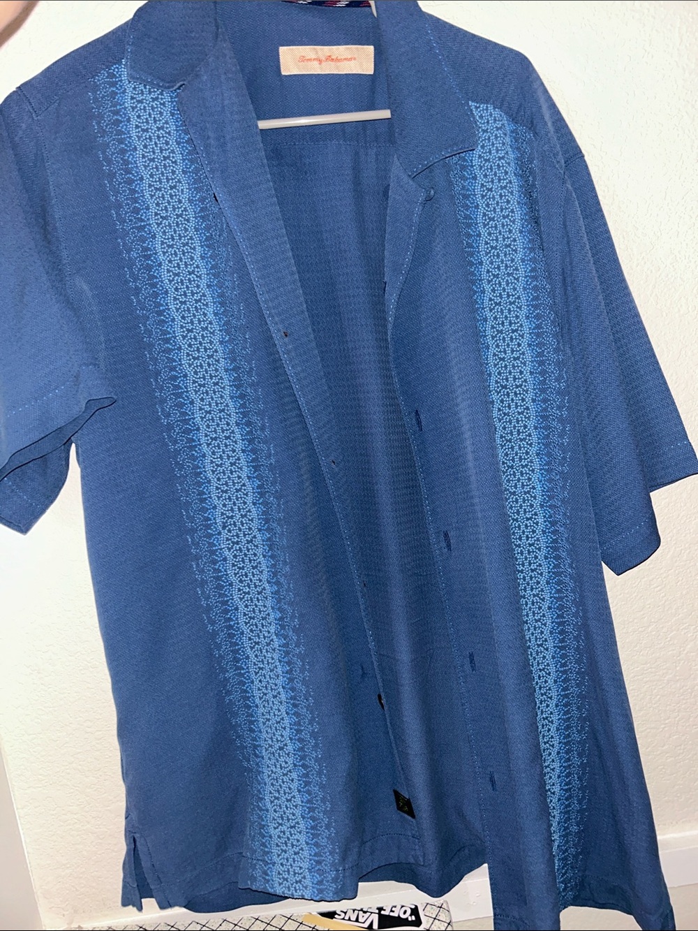 Tommy Bahama Navy & Light Blue Short-Sleeve Cuban Collar Shirt